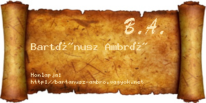 Bartánusz Ambró névjegykártya